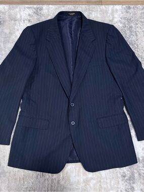 Farah 46L Dark Navy/Black Pinstripe Blazer Jacket Sport Suit Coat EUC